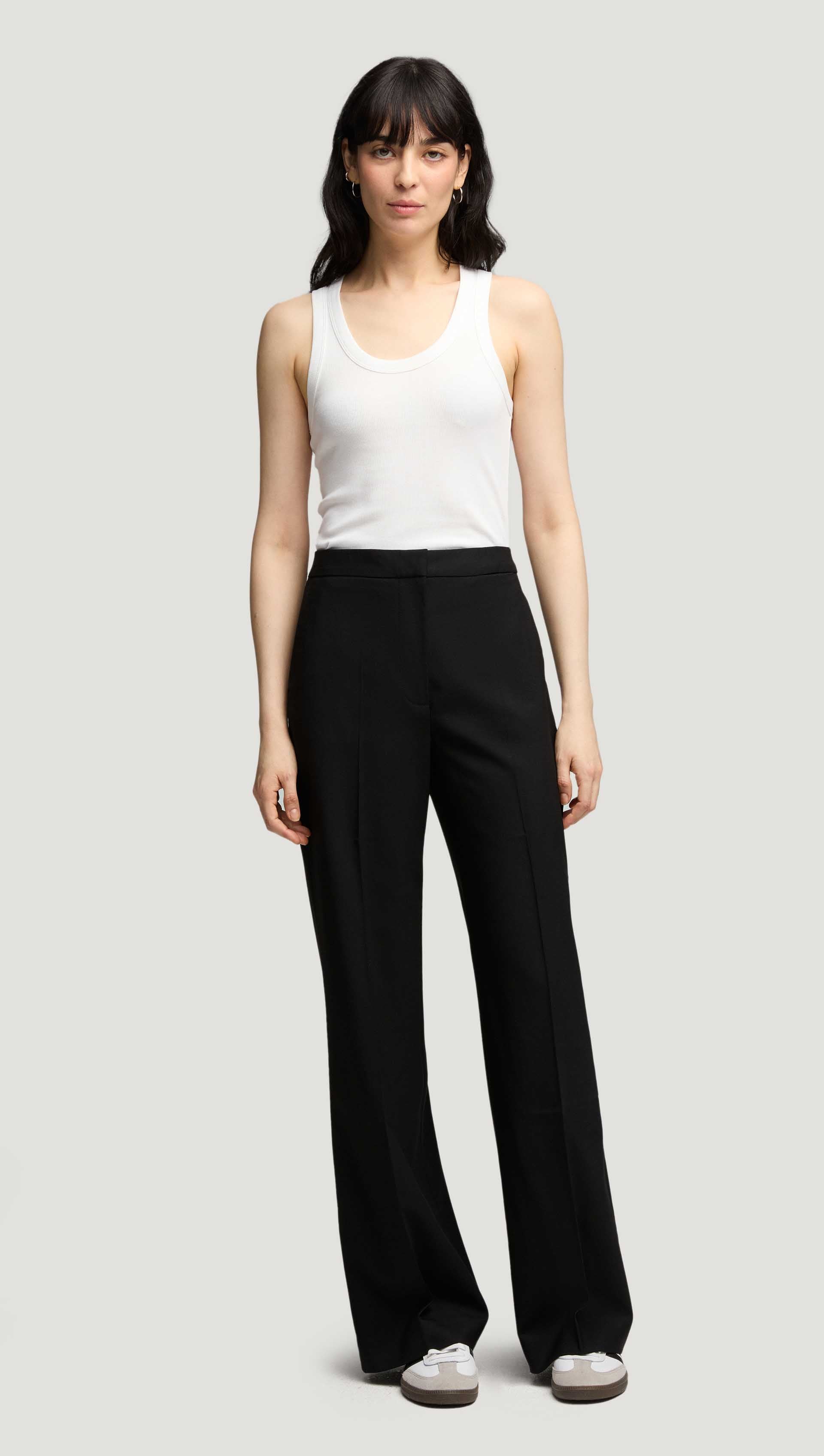Wide Leg Trouser in Seasonless Wool | Black