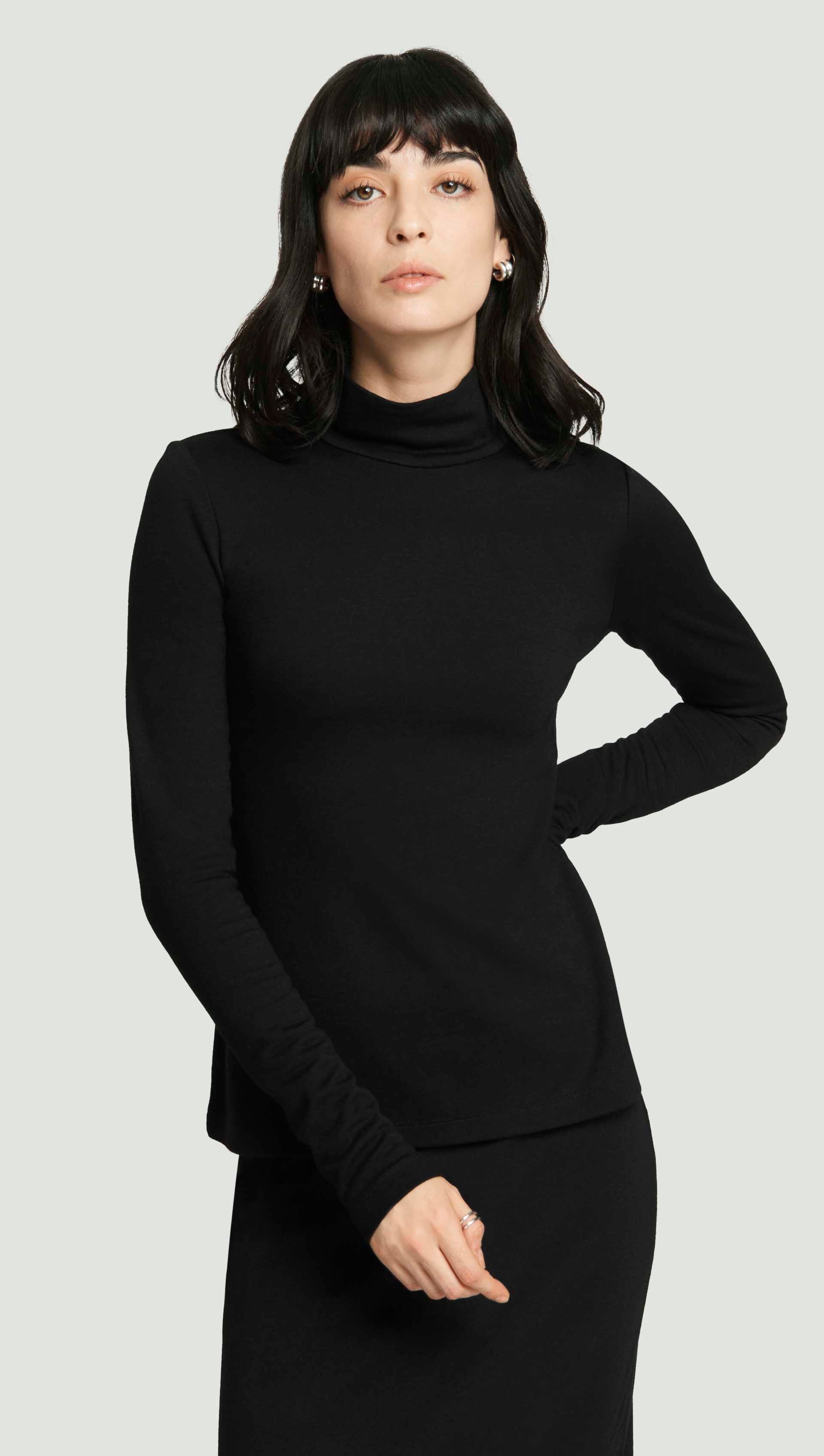Skinny Turtleneck in Wool Jersey | Black