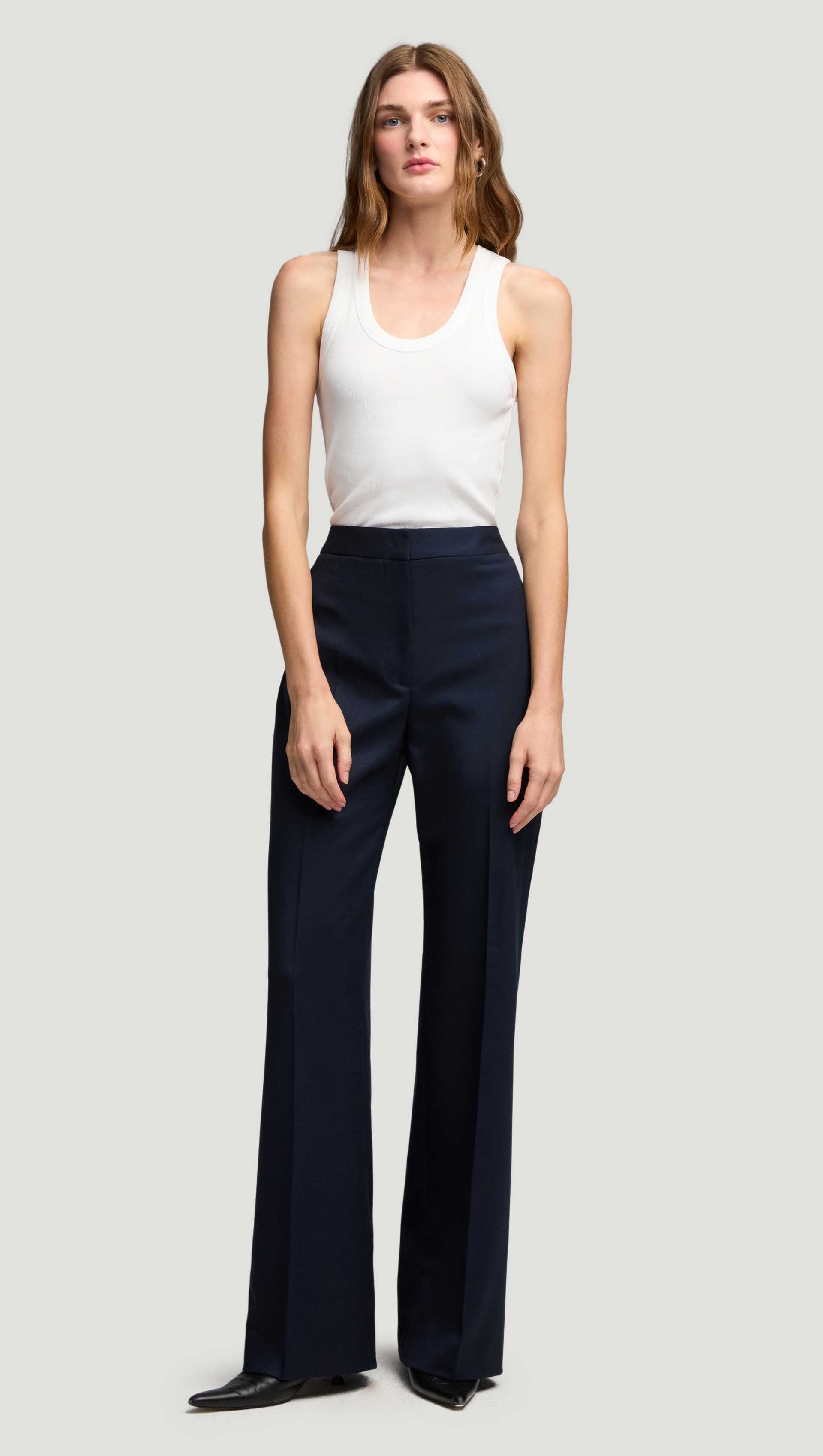 Wide Leg Trouser in Seasonless Wool | Midnight