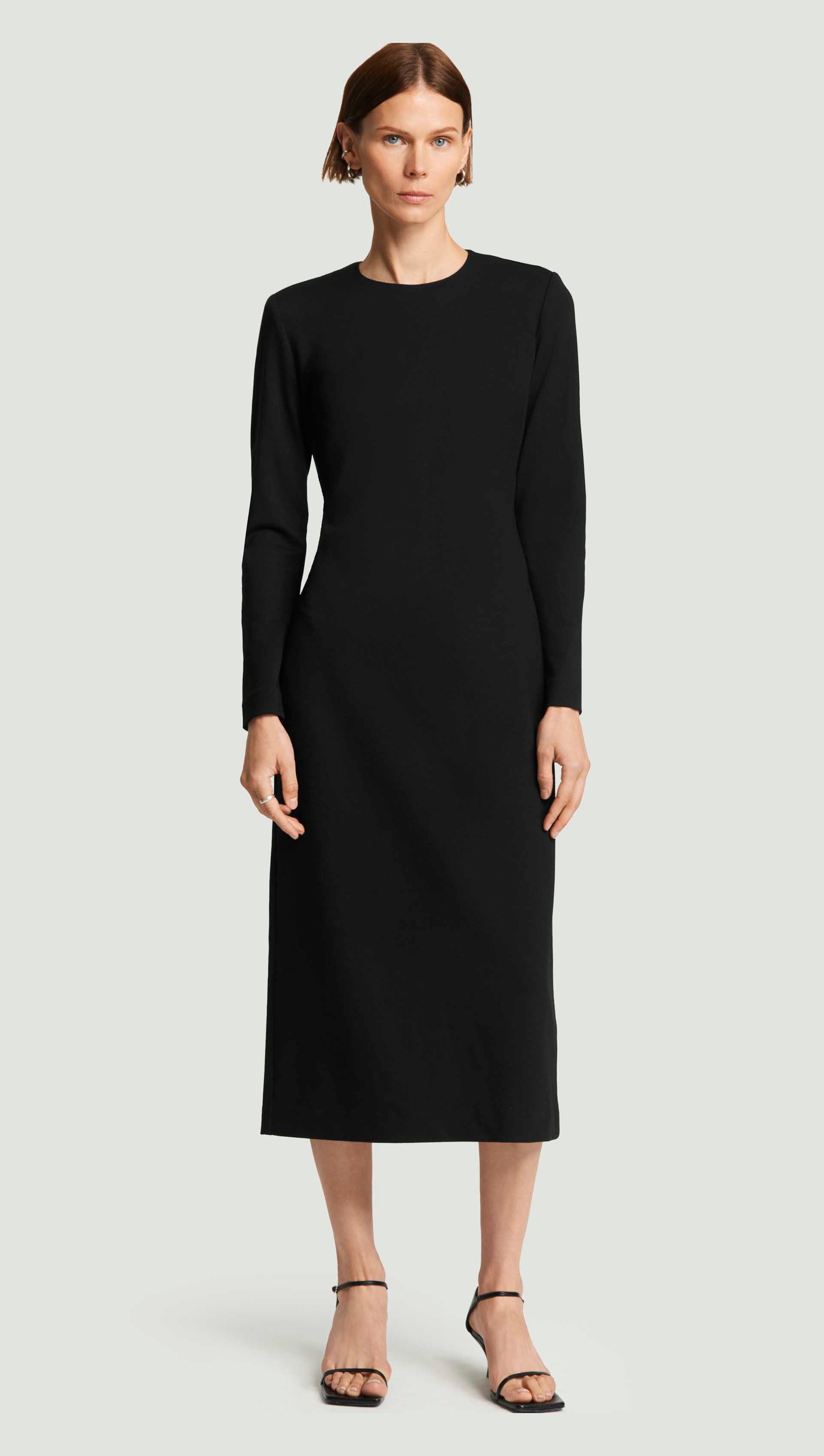 Crewneck Dress in Wool Jersey | Black